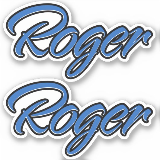 Roger Name blue Aufkleber Sticker Stickerset (Voorkant)