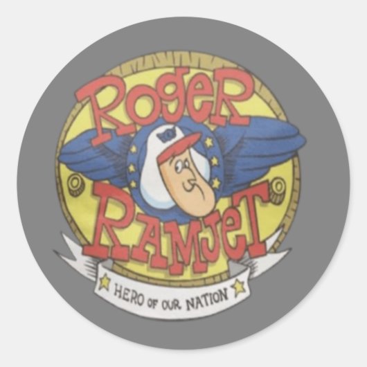 Roger Ramjet Ronde Sticker (Voorkant)