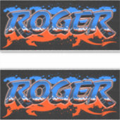 Roger Vorname Name Graffiti Aufkleber Sticker (Voorkant)