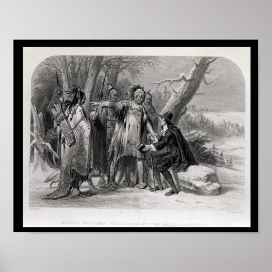 Roger Williams beschermd door de Narragansetts Poster (Voorkant)