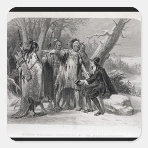 Roger Williams beschermd door de Narragansetts Vierkante Sticker