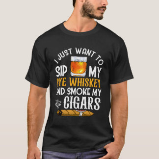 Rogge whiskey Drink en roken sigaar whisky bour T-shirt
