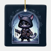 Rogue Feline Fantasy Avontuur Keramisch Ornament (Achterkant)
