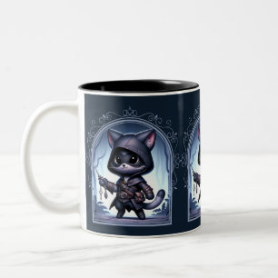 Rogue Feline Fantasy Avontuur Tweekleurige Koffiemok