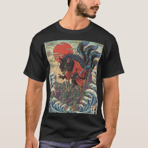 Rogue Wolf Over Neon Tokyo Sunset T-shirt