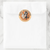 Roguish black cat and rabbit CC1052 Halloween Ronde Sticker (Tas)