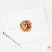 Roguish black cat and rabbit CC1052 Halloween Ronde Sticker (Envelop)