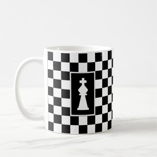 Roi blanc sur Mug de café d'échecs noir et blanc (Gauche)