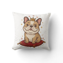 Roi Bouledogue Français Coussin de Lancer Amoureux