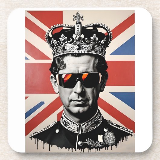 roi Charles iii dessous de verre union jack (Devant)