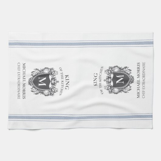 Roi de la cuisine Nom Customisé Monogram Serviette (Horizontal)