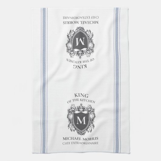 Roi de la cuisine Nom Customisé Monogram Serviette (Vertical)