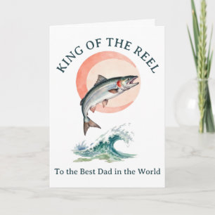 Roi de la pêche au saumon carte de fête des pères