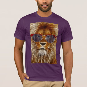 roi de lion de T-shirt sauvage de fractale de chat