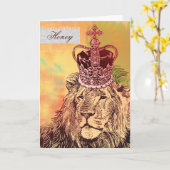 Roi des cartes d'anniversaire de la jungle | (Fleur jaune)