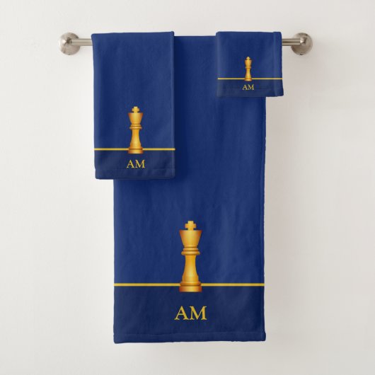 Roi doré & monogramme sur fond bleu marine (En situation)