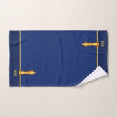 Roi doré & monogramme sur fond bleu marine (Serviette à main)