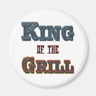 Roi du Grill BBQ Cuisine Slogan Frigo Magnet