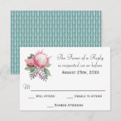 Roi Protea Aquarelle Mariage botanique RSVP (Devant / Derrière)