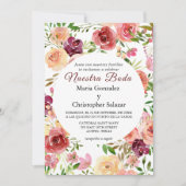 Roja Flores Boda Elegante Spaans Spaans Huwelijk Kaart (Voorkant)