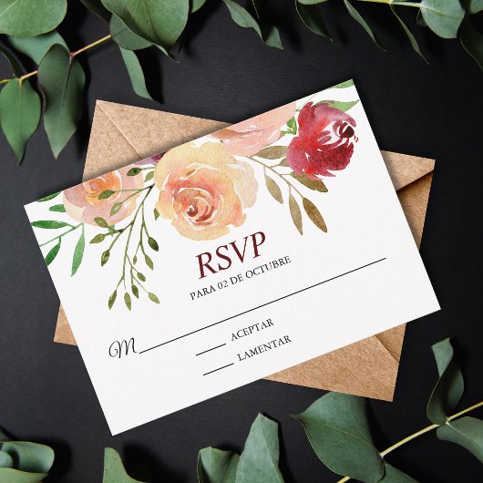 Roja Flores Boda Spain Espanol Wedding RSVP