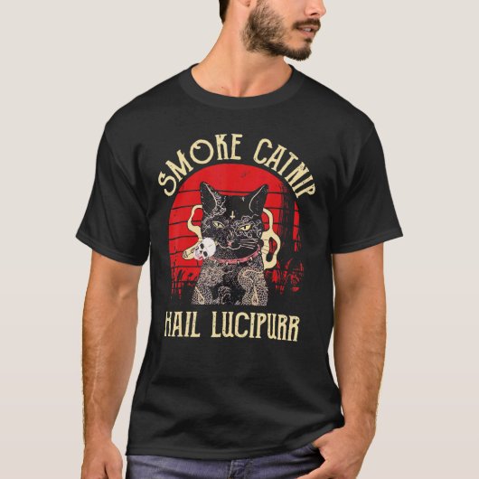 Roke Catnip Hail Lucipurr Cat Smoking T-shirt (Voorkant)