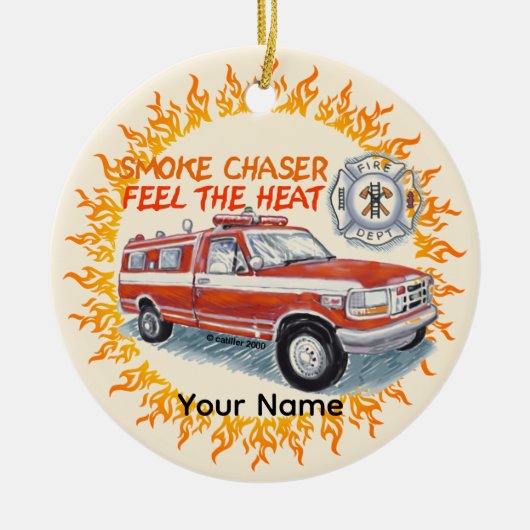 Roke Chaser Firefighter Keramisch Ornament (Voorkant)