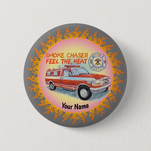 Roke Chaser Firefighter pin Ronde Button 5,7 Cm (Voorkant)