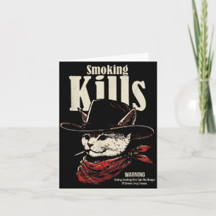 Roken doodt grappige cowboy kat met hoed citaat kaart