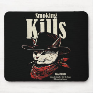 Roken doodt grappige cowboy kat met hoed citaat  muismat
