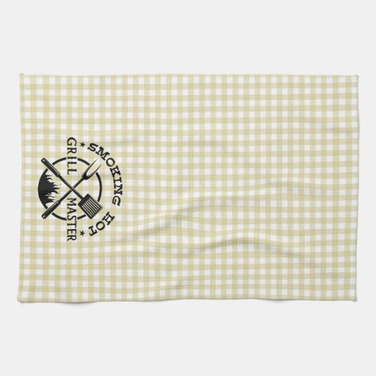 Roken Hot Grillmaster Tan Gingham Check Theedoek (Horizontaal)