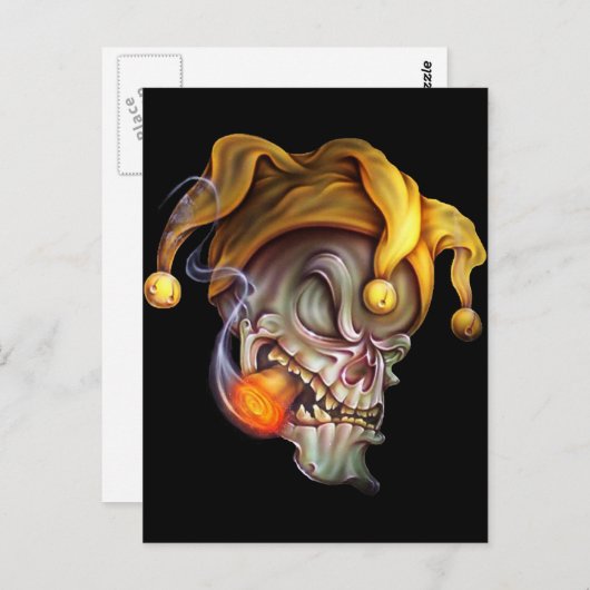 Roken Jester Skull Briefkaart (Voorkant / Achterkant)