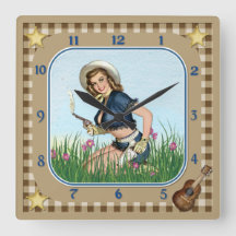 Roken Pistol Pinup Cowgirl Clock