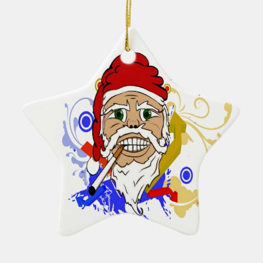 Roken Santa Keramisch Ornament (Voorkant)