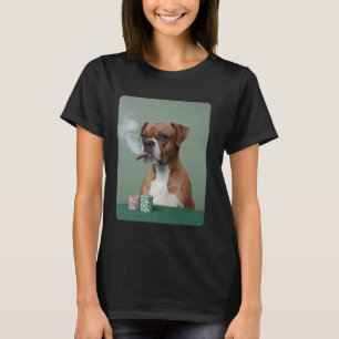 Roken Sigaar Gokken Boxer Hond Spelen Poker Mem T-shirt