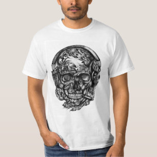 Roken van de schedel met hoofdtelefoons T-shirt. T-shirt