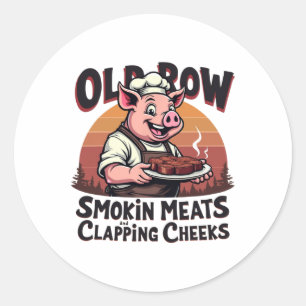 Roken Vlees en klappende wangen Grappig BBQ Ronde Sticker