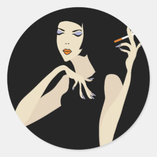 Roken vrouw ronde sticker