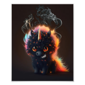 Roken zwarte Unicorn T-Shirt Foto Afdruk