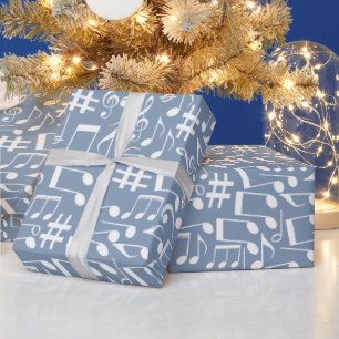Rokende Blauwe met Dansende Muzieknotaties Cadeaupapier