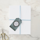 Rokende blauwe monogram handgemaakte kledinglabel cadeaulabel (Met Touw)