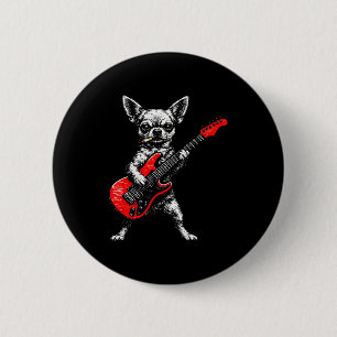 Rokende hond grappige chihuahua meme gitaar spelen ronde button 5,7 cm