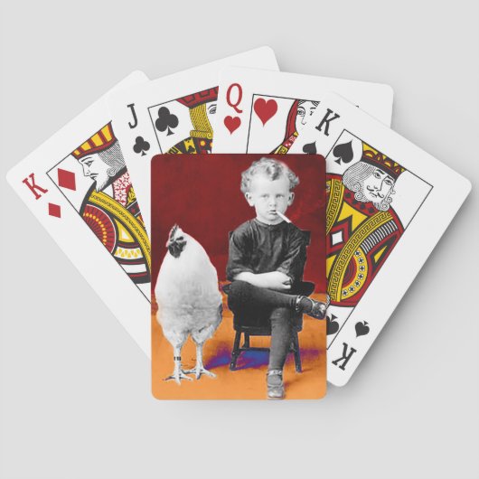 Rokende jongen met kip speelkaarten (Achterkant)