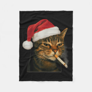 Rokende Kat Sigaret Kerstman Hoed Kat Meme Fleece Deken