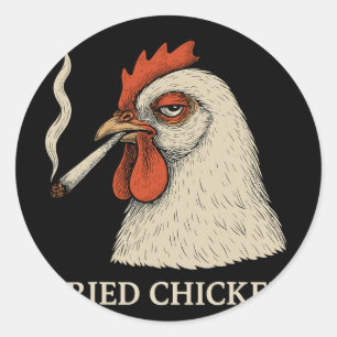 Rokende kippenbar Fun Marihuana liefhebber _9 Ronde Sticker