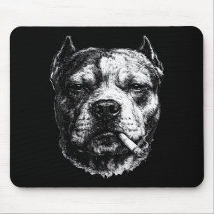 Rokende Pitbull, Grappige Sigaret Roken Hond Meme Muismat