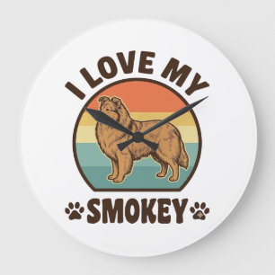 Rokende Sheltie Hond Vintage Sunset Shirt Ontwerp_ Grote Klok