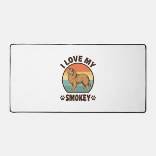 Rokende Sheltie-hond Vintage Sunset-shirtontwerp_1 Bureaumat
