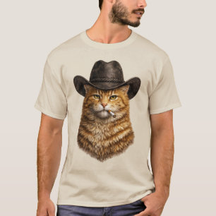 rokende sigaret Oranje Cowboy Kat western Rustiek T-shirt