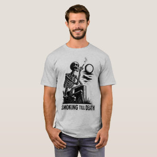 Rokende Skelet Sticker – Donkere Esthetische Kunst T-shirt